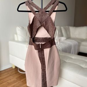 NWOT Forever21 cocktail bodycon cutout dress beige